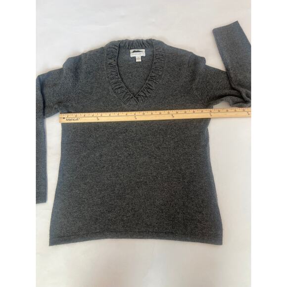 CHARTER CLUB 2-PLY 100% CASHMERE  V-NECK WOMENS SWEATER LONG SLEEVE GRAY SIZE M - Picture 8 of 9